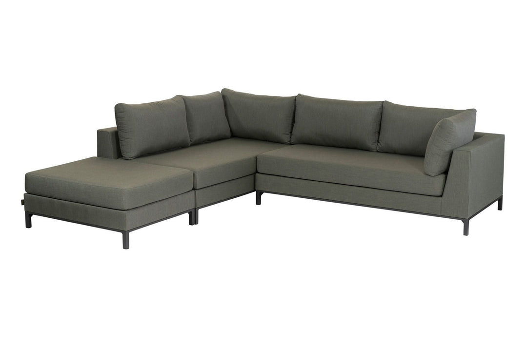 EXOTAN Capri loungehjørnesofa venstre grøn stof og aluminium