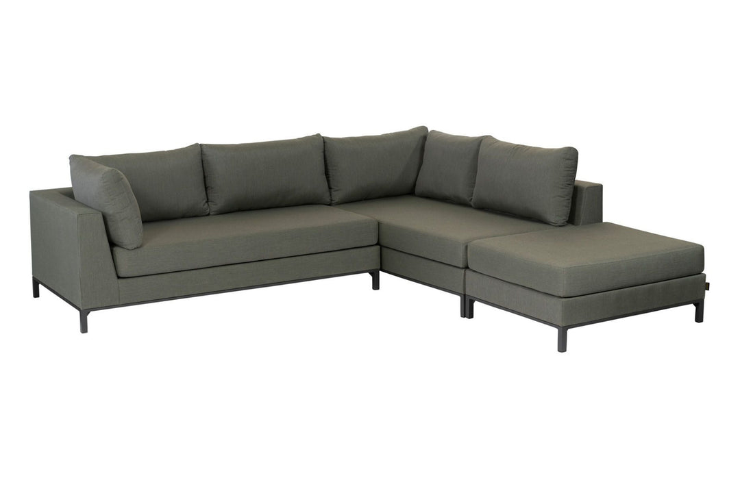 EXOTAN Capri loungehjørnesofa højre grøn stof og aluminium