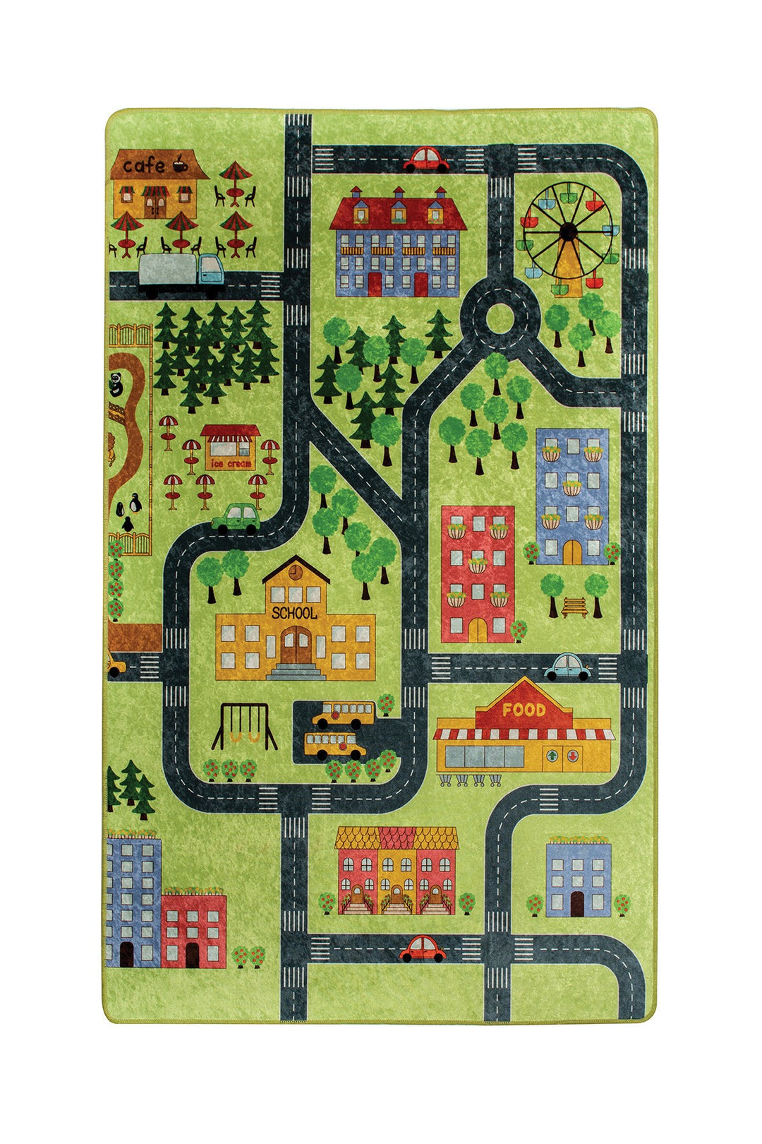 TEPPI Small Town gulvtæppe til børn rektangulær multifarvet polyester 100x160