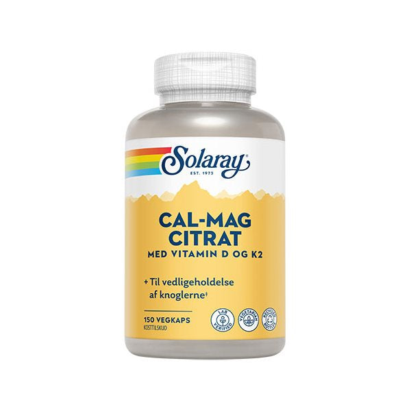 Produktbillede af Solaray Cal-Mag Citrat m. D- og K2-vitamin 150 kaps. på tilbud