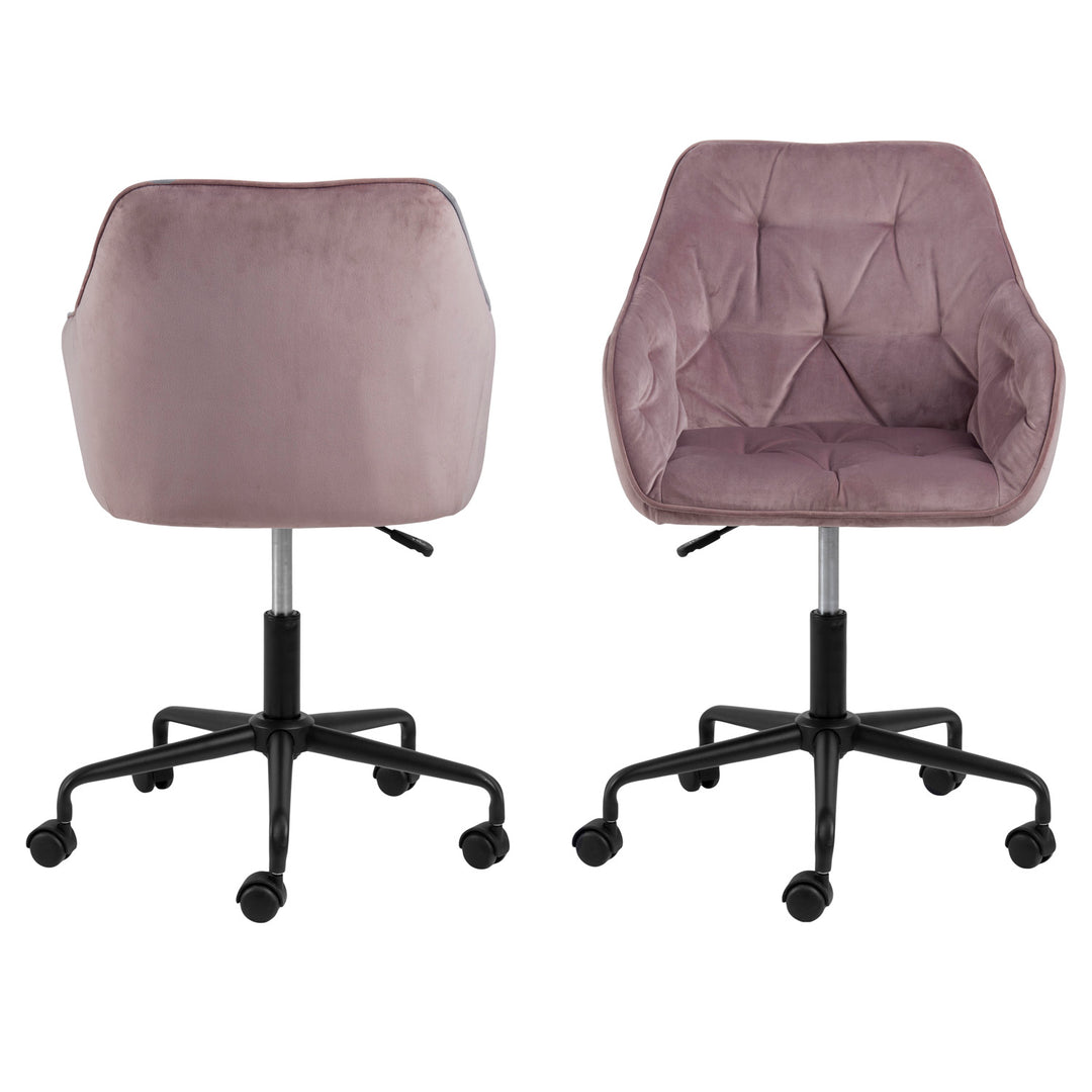 ACT NORDIC Brooke skrivebordsstol m. armlæn støvet rosa polyester og sort metal