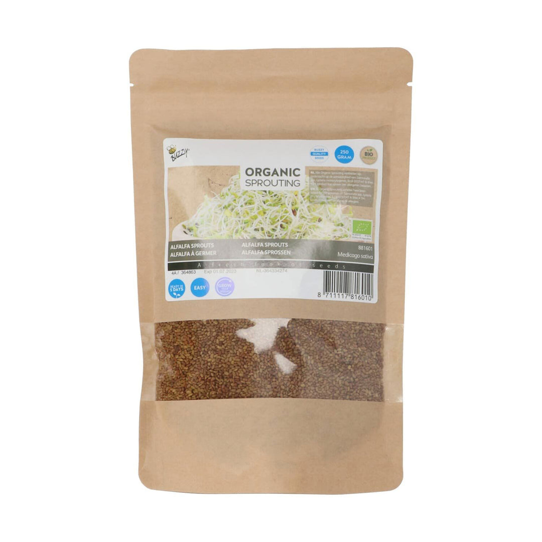 Produktbillede af Økologiske lucernepirer frø 250 g på tilbud i høj kvalitet