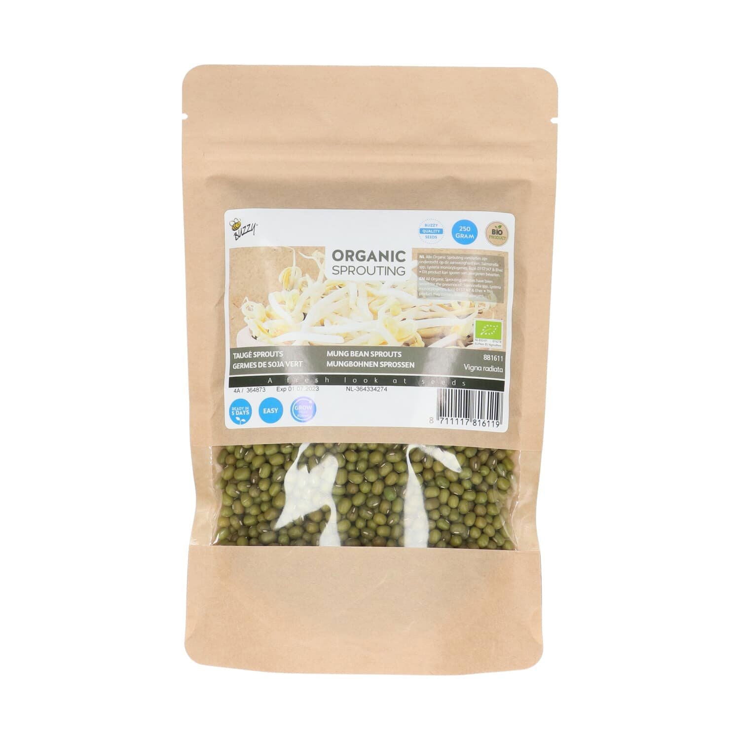 Produktbillede af Økologiske mungbønnespirer frø 250 g på tilbud i høj kvalitet