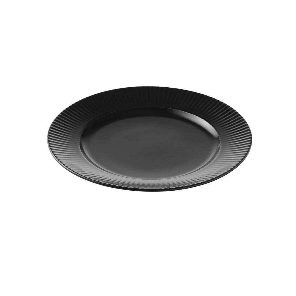 Produktbillede af Aida Groovy frokost tallerken stentøj sort 21 cm i premium kvalitet