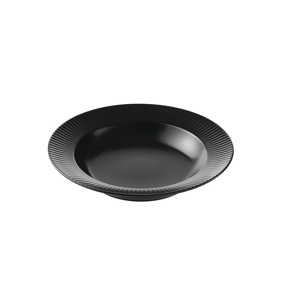 Produktbillede af Aida Groovy suppe tallerken stentøj sort 23 cm i premium kvalitet