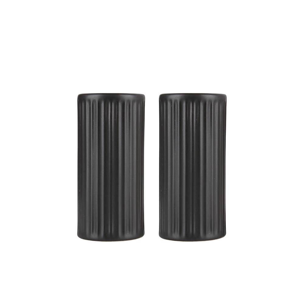 Produktbillede af Aida Groovy salt/peber sæt stentøj sort i premium kvalitet