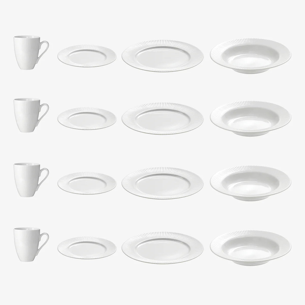 Produktbillede af Aida Groovy Porcelæn-16 dele Hvid 4 x krus middag suppe frokost i premium kvalitet