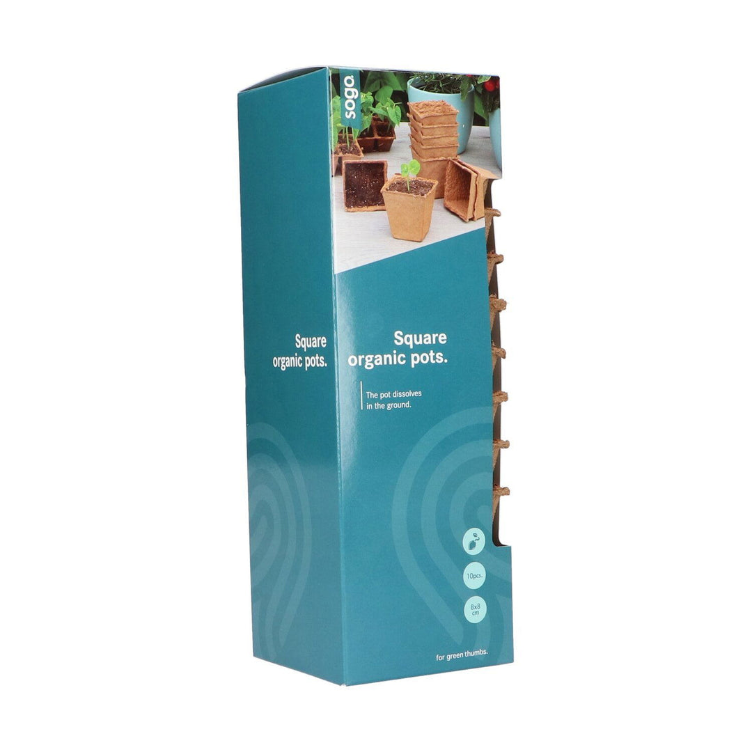 Produktbillede af SOGO Firkantede Fiberpotter 8 cm 10 stk. på tilbud i høj kvalitet