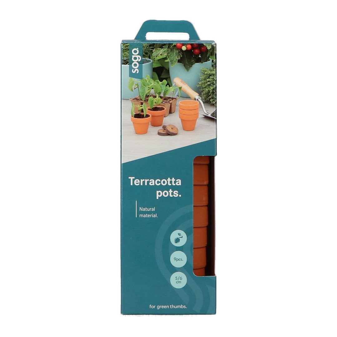 Produktbillede af Terracotta potter 6 cm 9 stk. på tilbud i høj kvalitet
