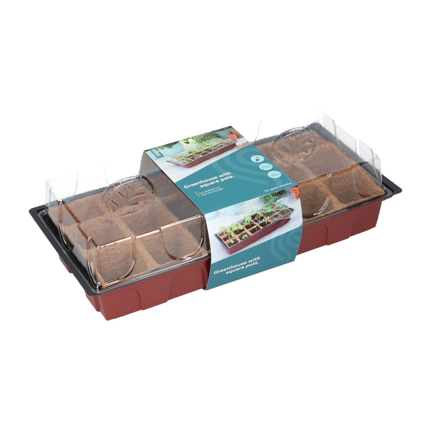 Produktbillede af Minidrivhus med 18 tørvepotter på tilbud i høj kvalitet