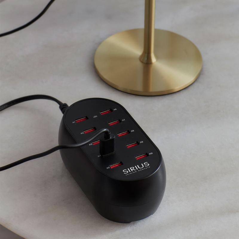 Produktbillede af Sirius Decopower USB Oplader m/10 porte 12x6.5x5 cm i premium kvalitet