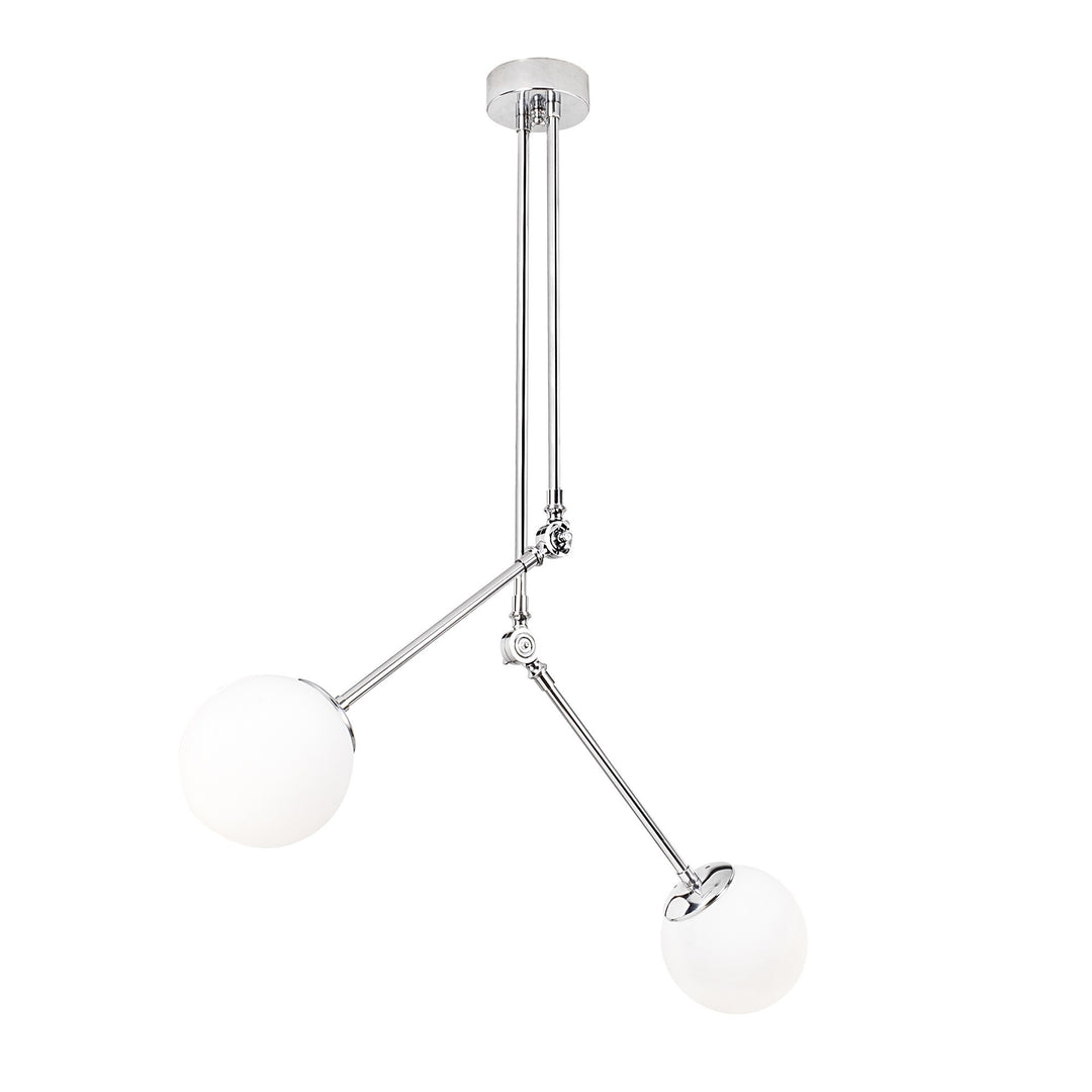 LUMI Madeira loftlampe hvid glas og sølvfarvet metal
