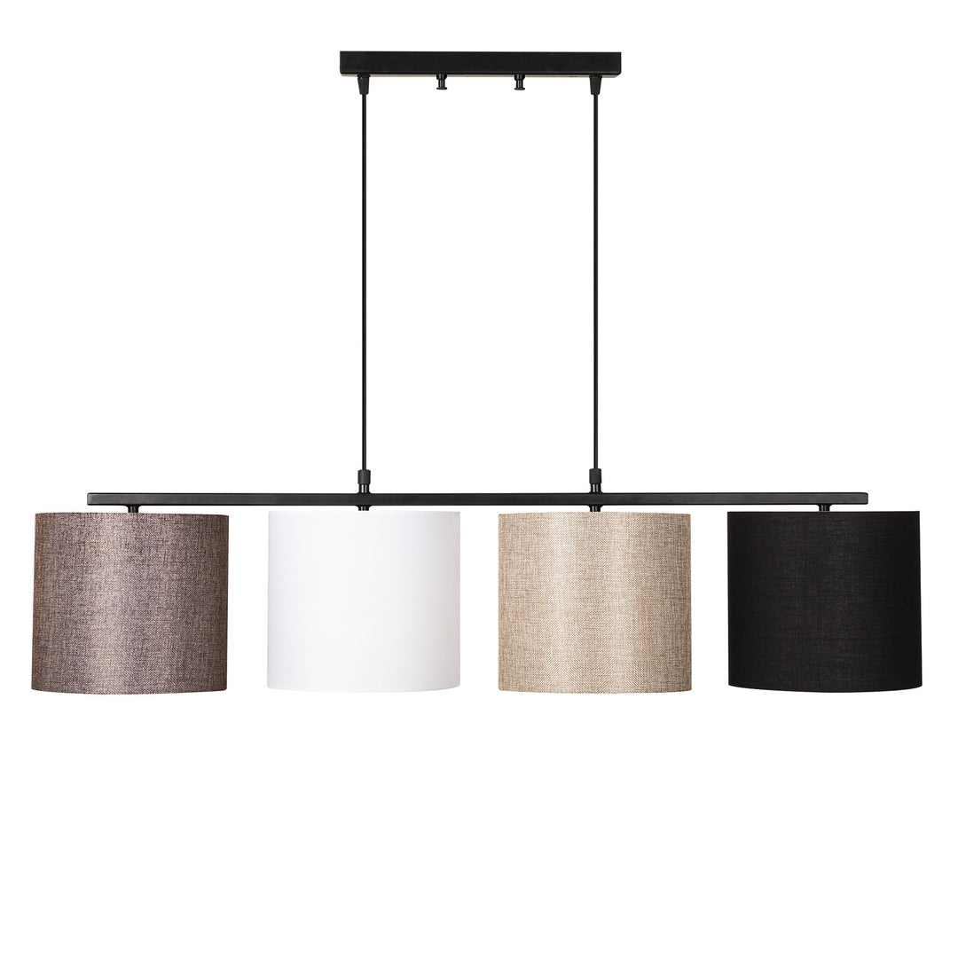 LUMI Ragusa loftlampe hvid/brun/sort stof og sort metal
