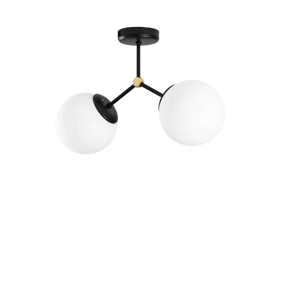 LUMI Saint-Malo loftlampe hvid glas og sort metal