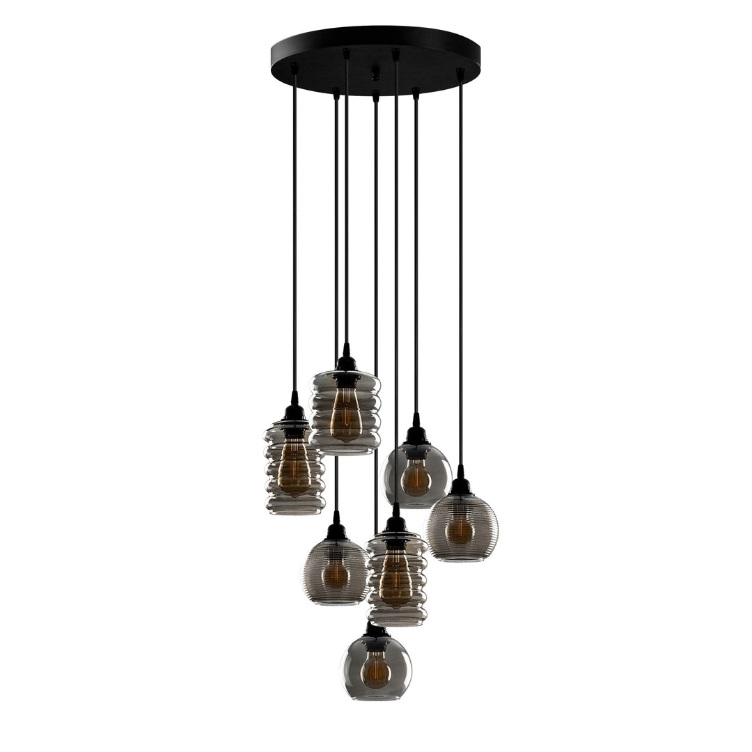 LUMI loftlampe røgfarvet glas og jern