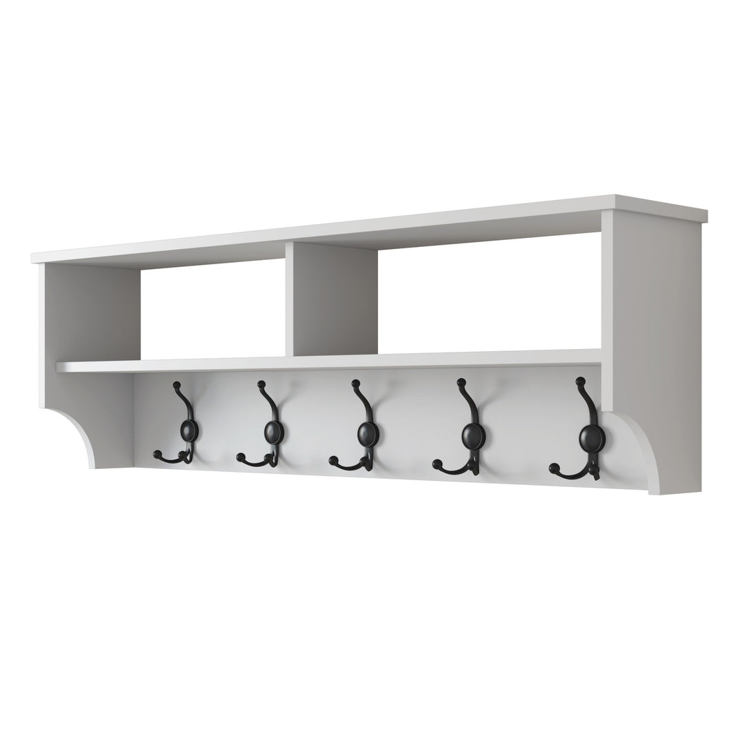 FUNZI LIVING P2 hattehylde m. 5 knager hvid melamin