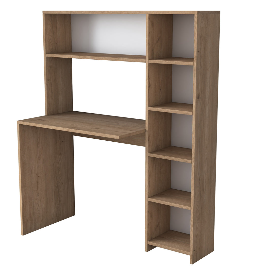 NORDVÄRK HA104 skrivebord m. 5 hylder rektangulær natur melamin 113,2x40