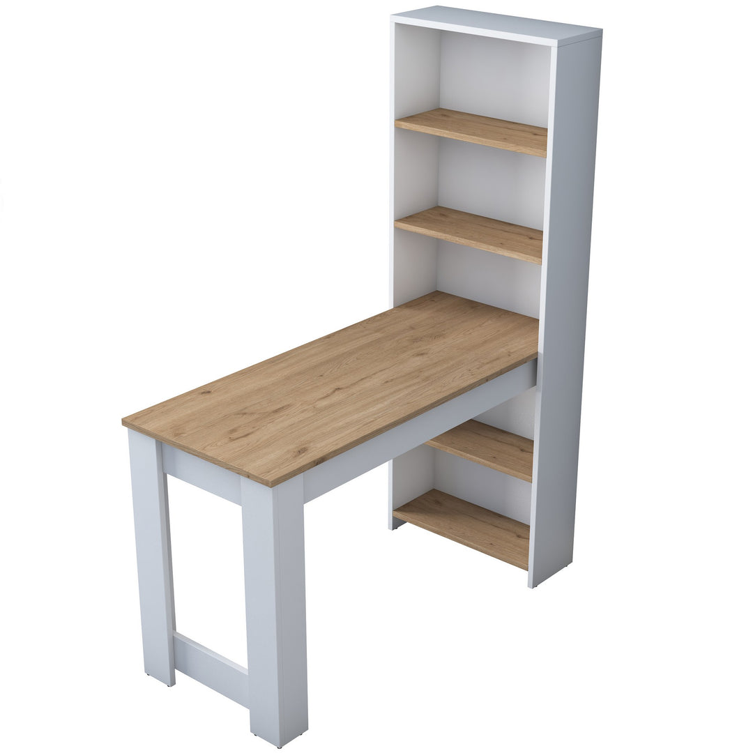 NORDVÄRK HA106 skrivebord m. 4 hylder rektangulær hvid og brun melamin 120x53,8