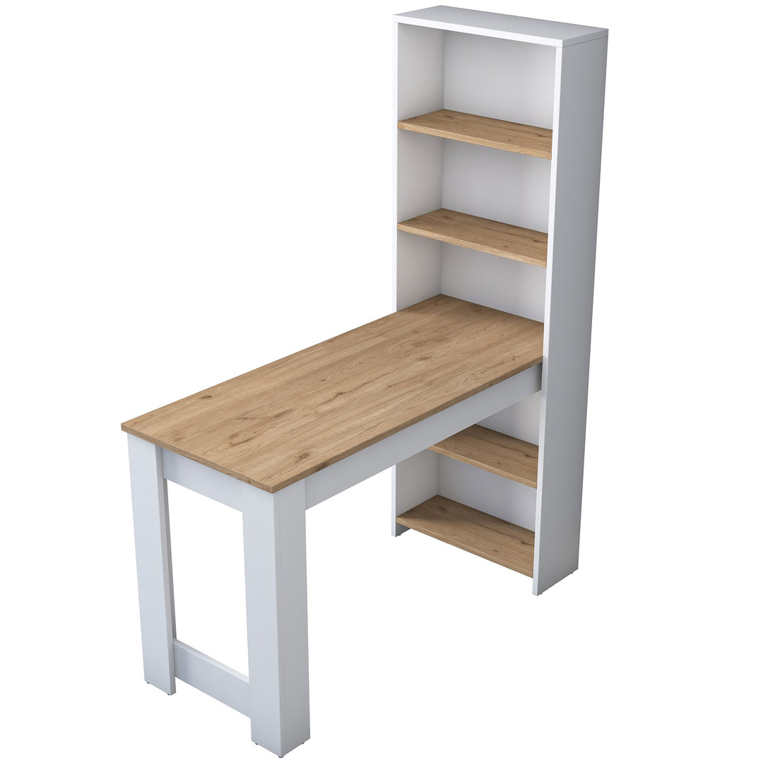 NORDVÄRK BJ113 makeup bord m. 4 hylder hvid og brun melamin 120x53,8