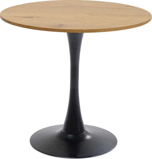 KARE DESIGN Schickeria spisebord rund laminat m. egetræslook og sort stål Ø80