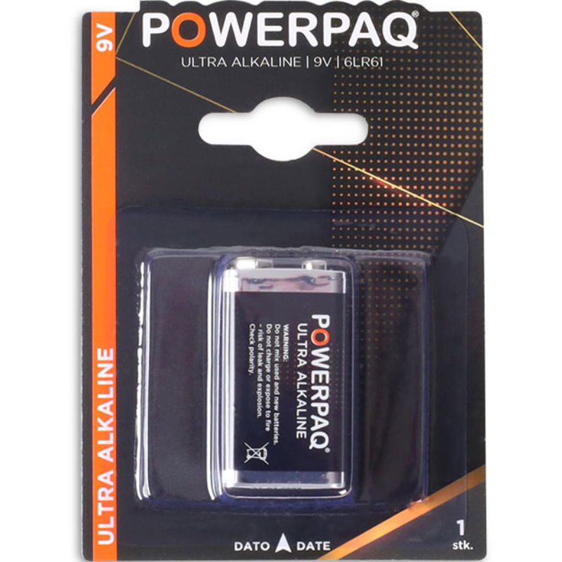 Produktbillede af Batterier Ultra Alkaline 9v 1 Stk. Powerpaq på tilbud – premium kvalitet og detaljer