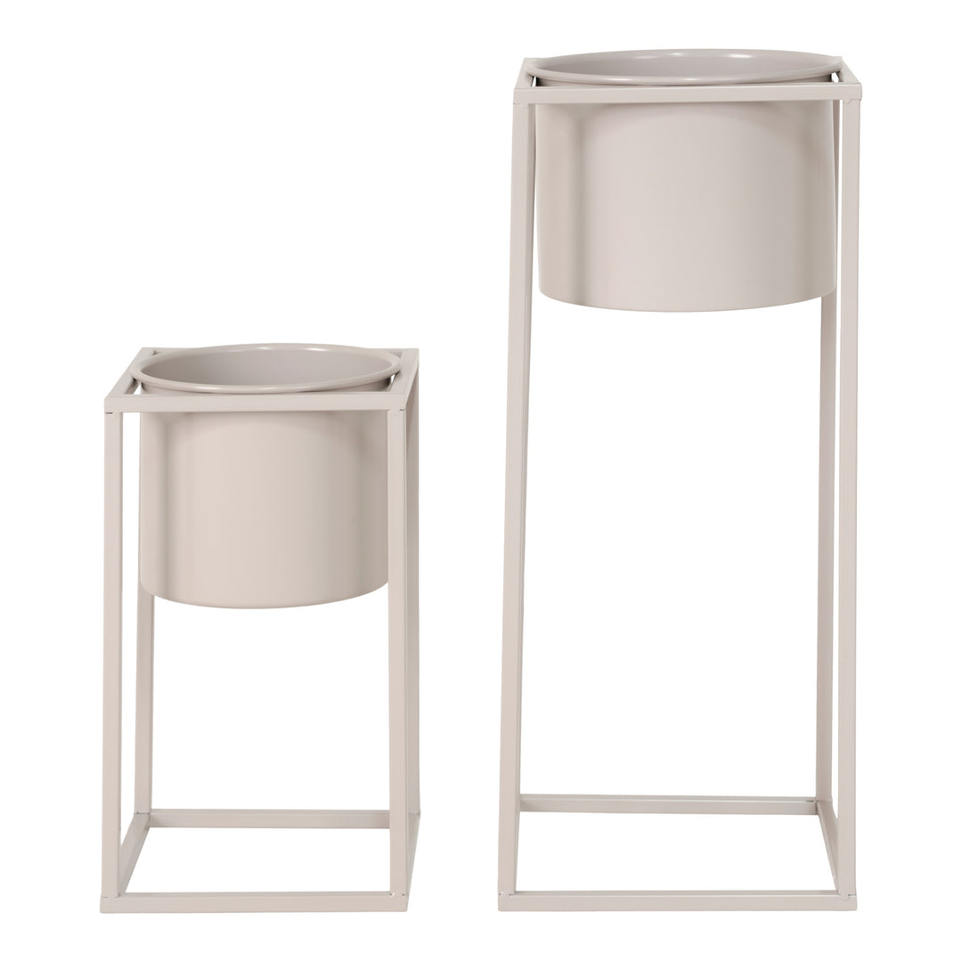 HOUSE NORDIC Marla blomsterstander grå-beige stål sæt af 2