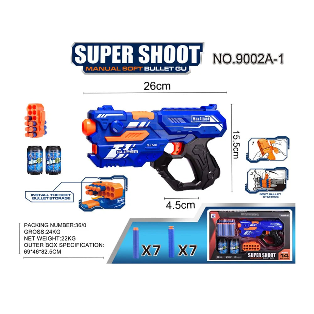 Soft Bullet Super Shoot 4 forskellige super seje pistoler 9002A-1
