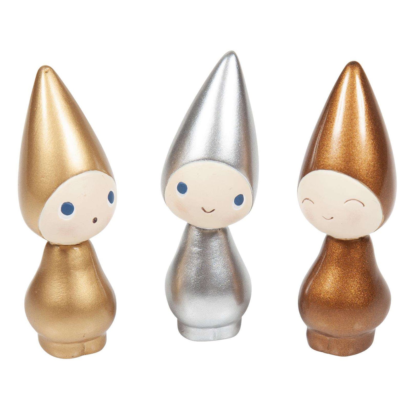Produktbillede af Nääsgränsgården Peggy gold/silver/copper 3stk H 6cm i premium kvalitet