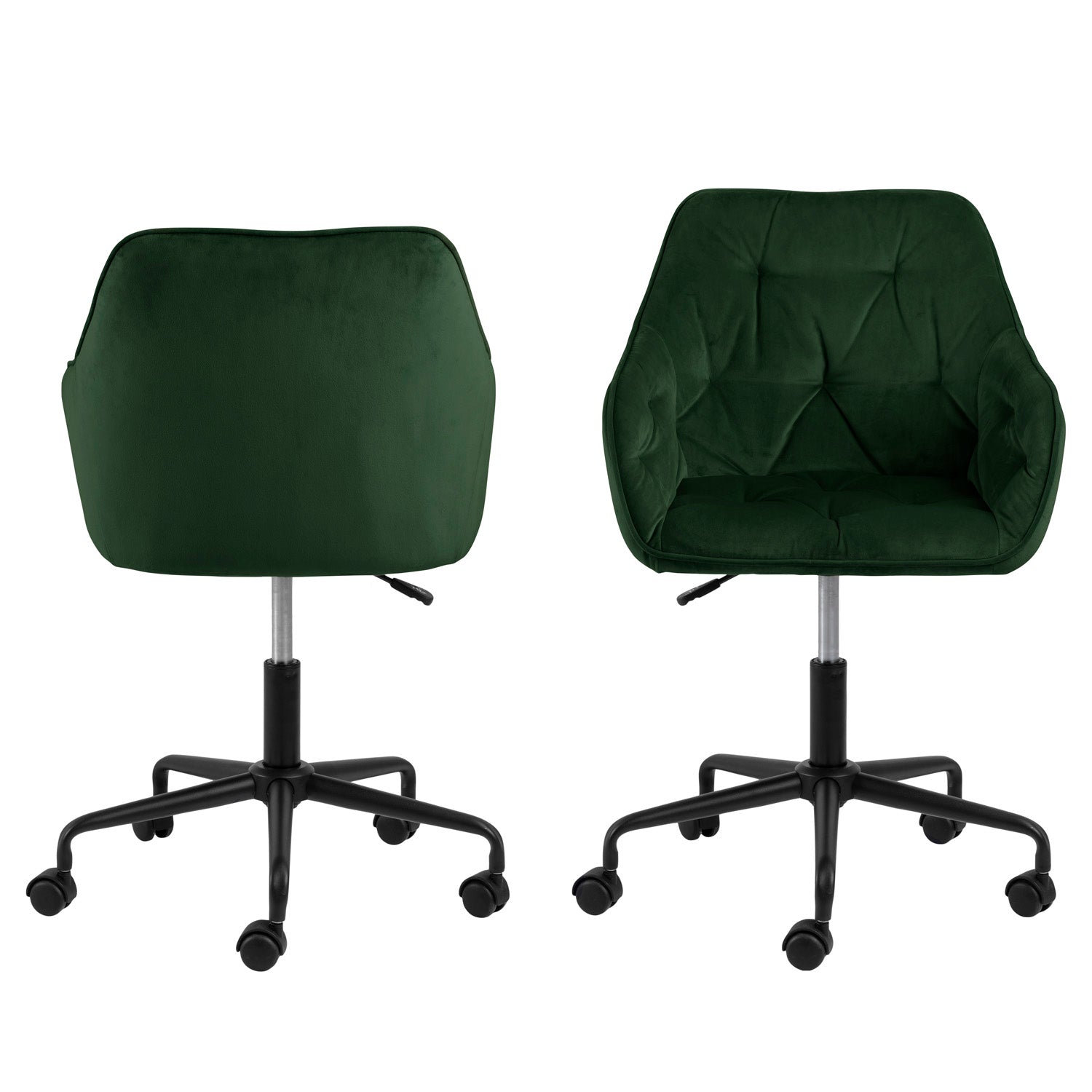 Produktbillede af ACT NORDIC Brooke skrivebordsstol m. armlæn grøn polyester og sort metal i premium kvalitet