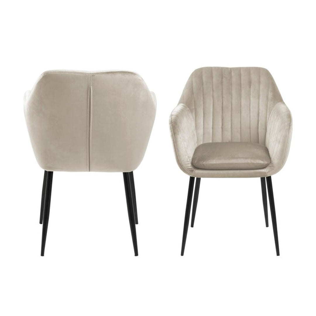 ACT NORDIC Emilia lænestol m. armlæn sand polyester og sort metal