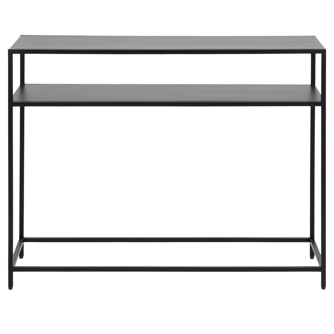 ACT NORDIC Newcastle konsolbord metal pulverlakeret ru mat sort hylde 1 stk åben bund L:100 B:35 H:79 cm