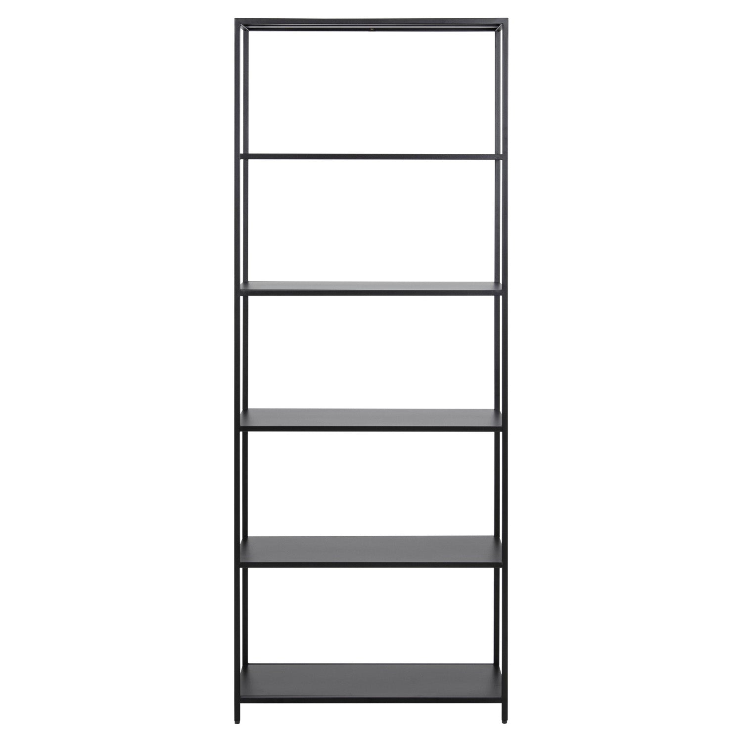 Produktbillede af ACT NORDIC Newcastle bogreol m. 5 hylder sort melamin og metal H:185cm x69,5cm x 30cm i premium kvalitet