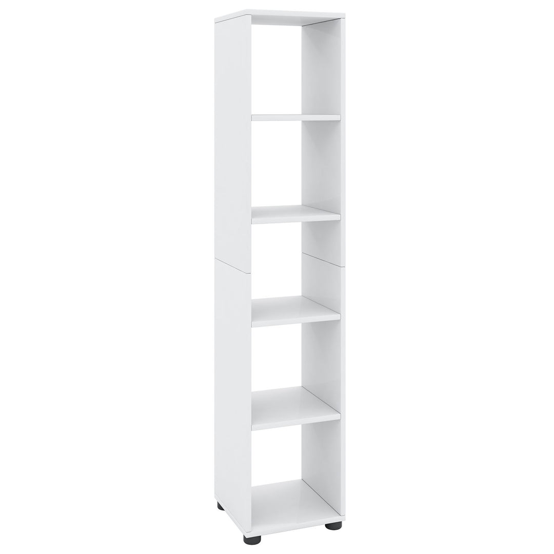 Benas-5 reol m. 4 hylder hvid træ H:152cm x31cm x 30cm