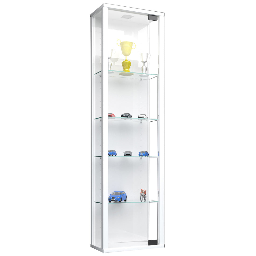 Stano Mini vægskab uden LED m. 1 låge og 4 hylder glas og hvid træ
