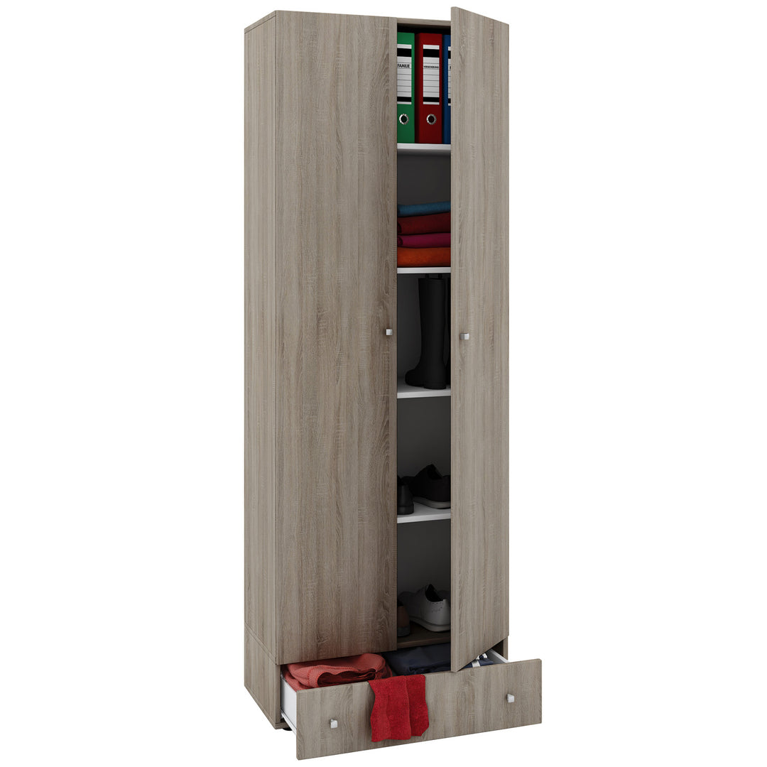 Vandol I skab m. 2 låger 4 hylder og 1 skuffe natur træ