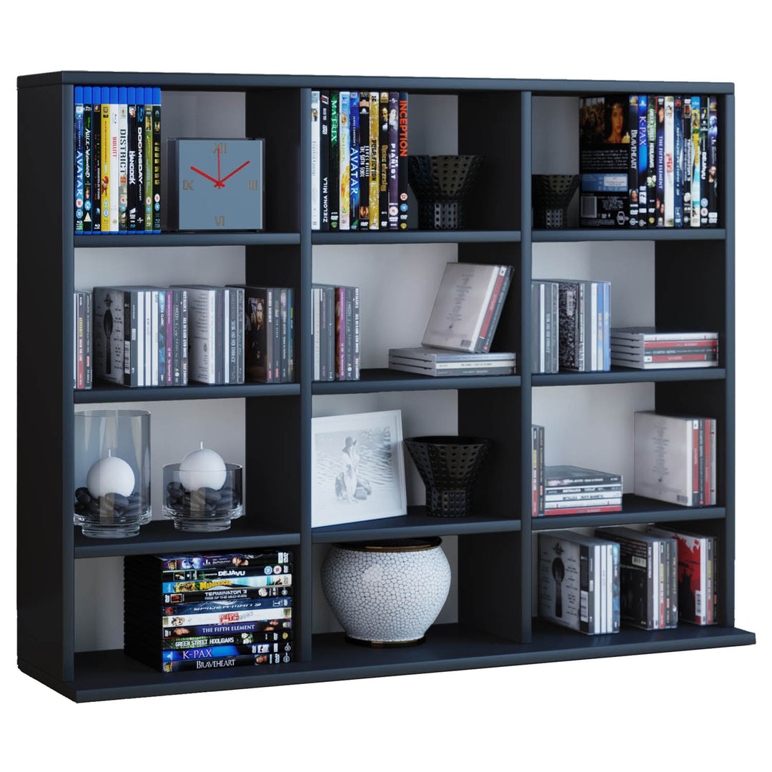 Megosa Mini reol m. 9 hylder sort træ H:83cm x102,1cm x 23cm