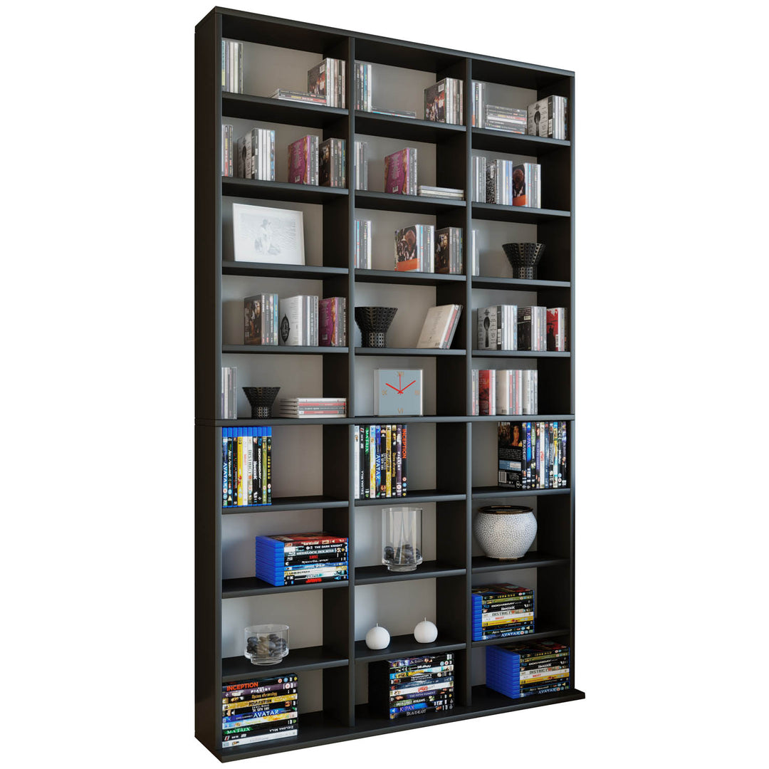 Megosa Maxi reol m. 24 hylder sort træ H:182,8cm x102cm x 23cm