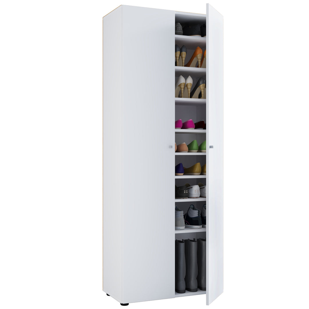 Vandol I skoskab m. 2 låger og 8 hylder hvid træ