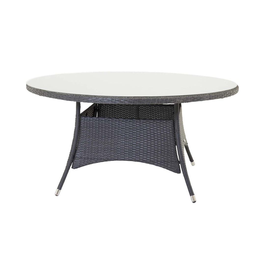 VENTURE DESIGN rund Volta havebord glas og sort aluminium Ø150