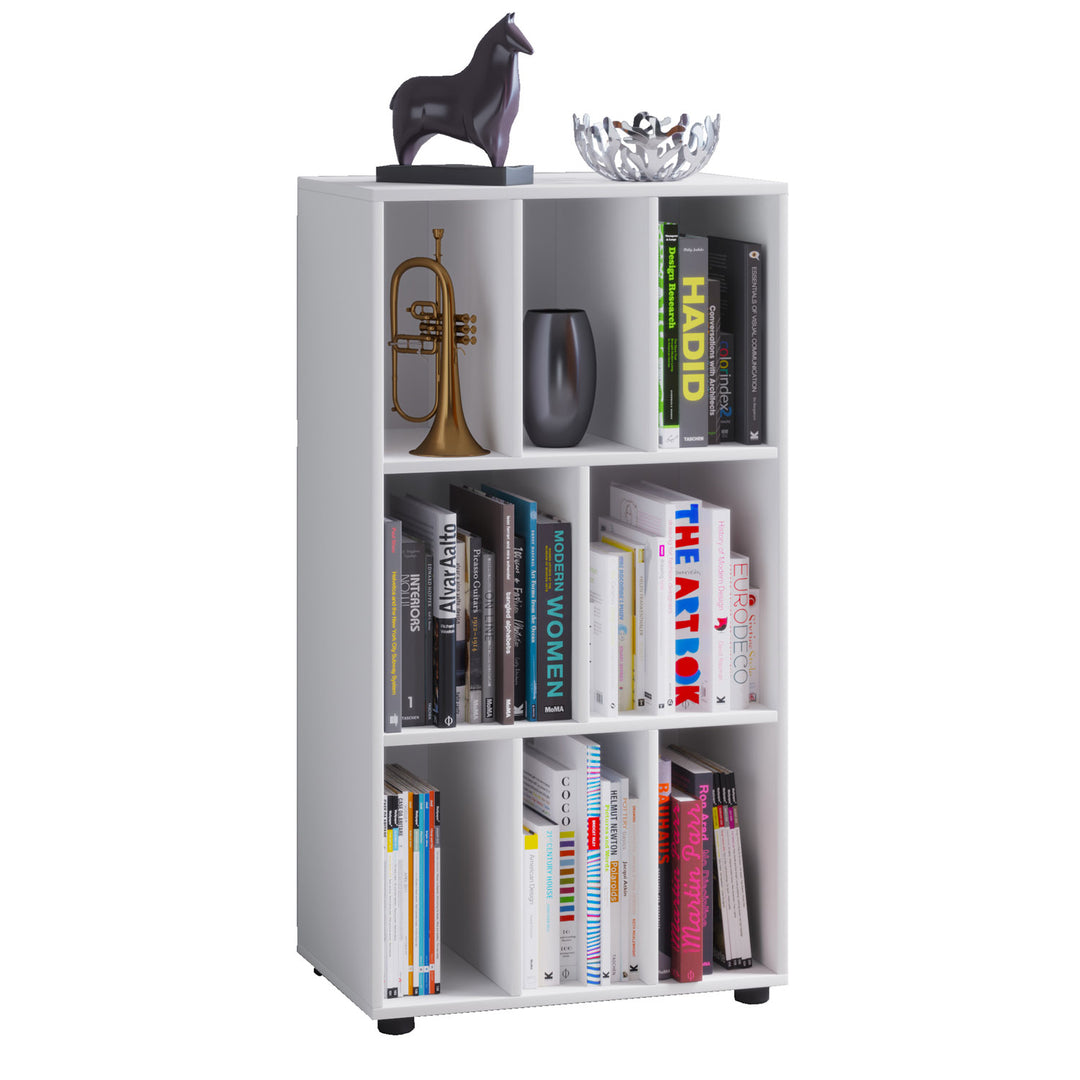 Wotino reol m. 8 rum hvid træ H:114cm x60cm x 40cm