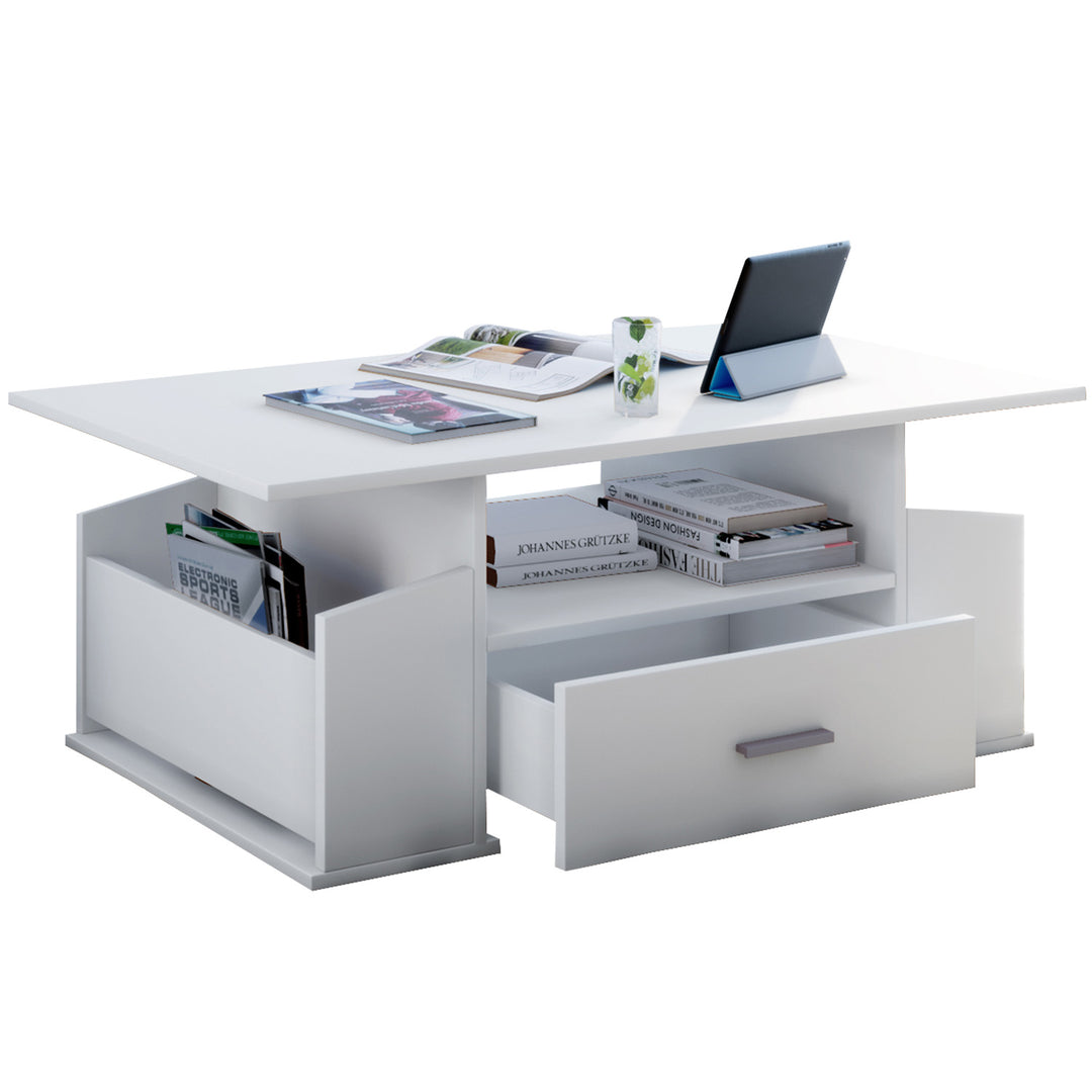 Junata sofabord m. 2 rum 1 hylde og 1 skuffe hvid træ