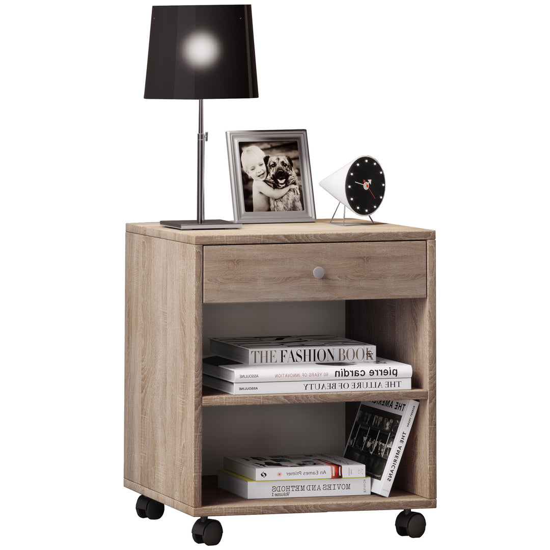 Rolda sengebord m. 1 hylde og 1 skuffe natur træ