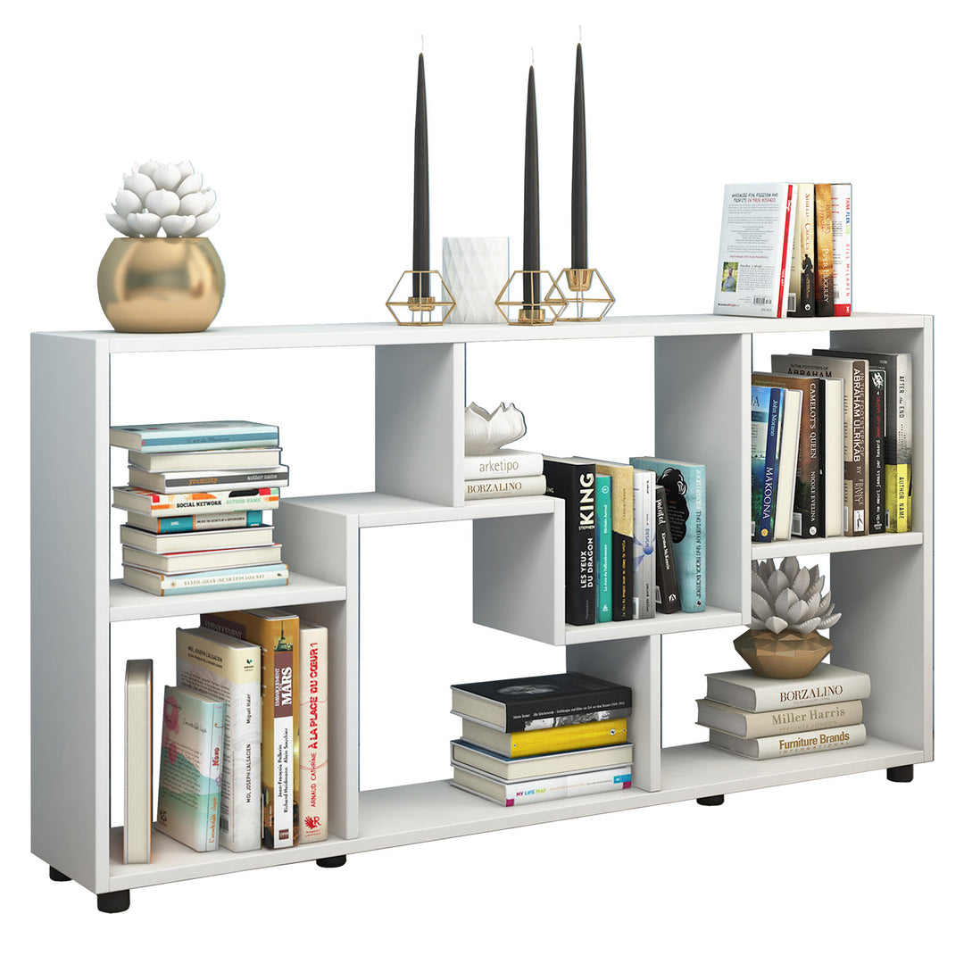 Pintal reol m. 6 rum hvid træ H:62cm x117cm x 20cm