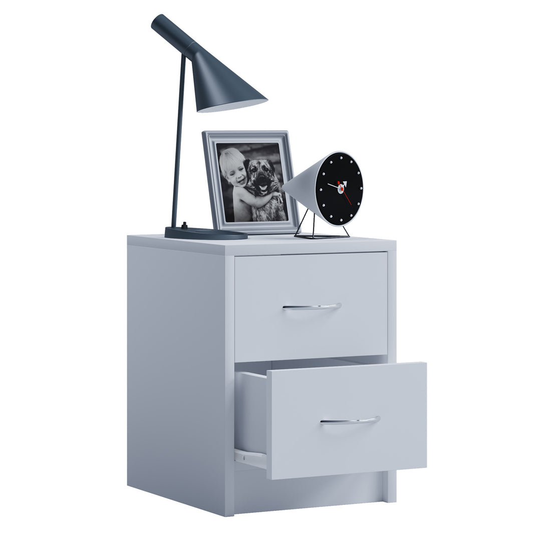 Boxal Mini sengebord m. 2 skuffer hvid træ