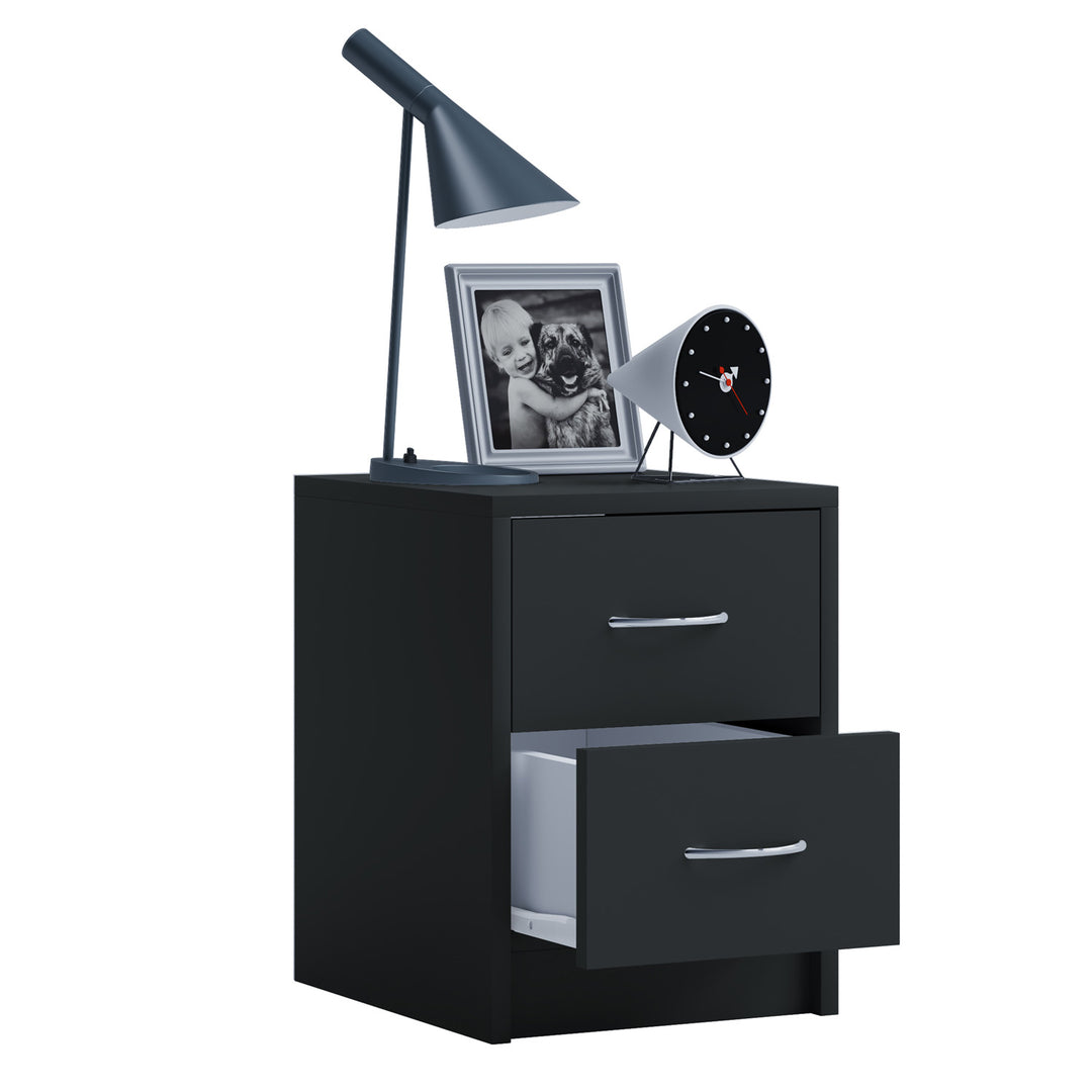 Boxal Mini sengebord m. 2 skuffer sort træ