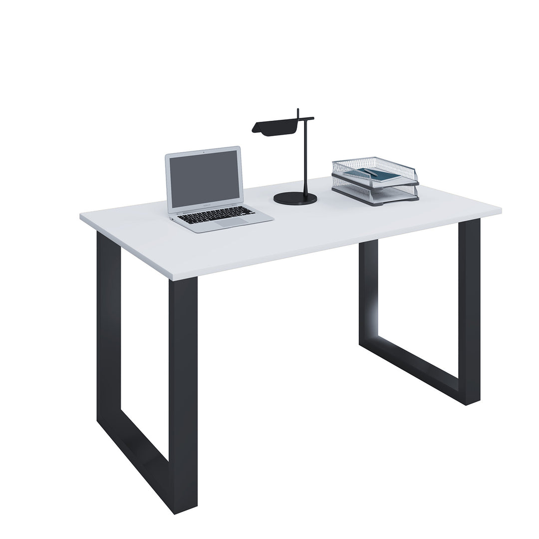 Lona U-feet skrivebord hvid træ og sort metal 80x50