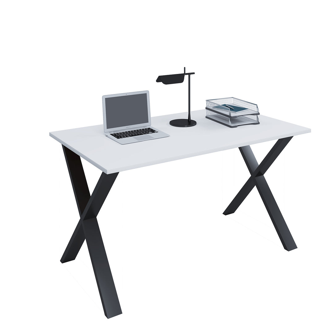 Lona X-feet skrivebord hvid træ og sort metal 140x50