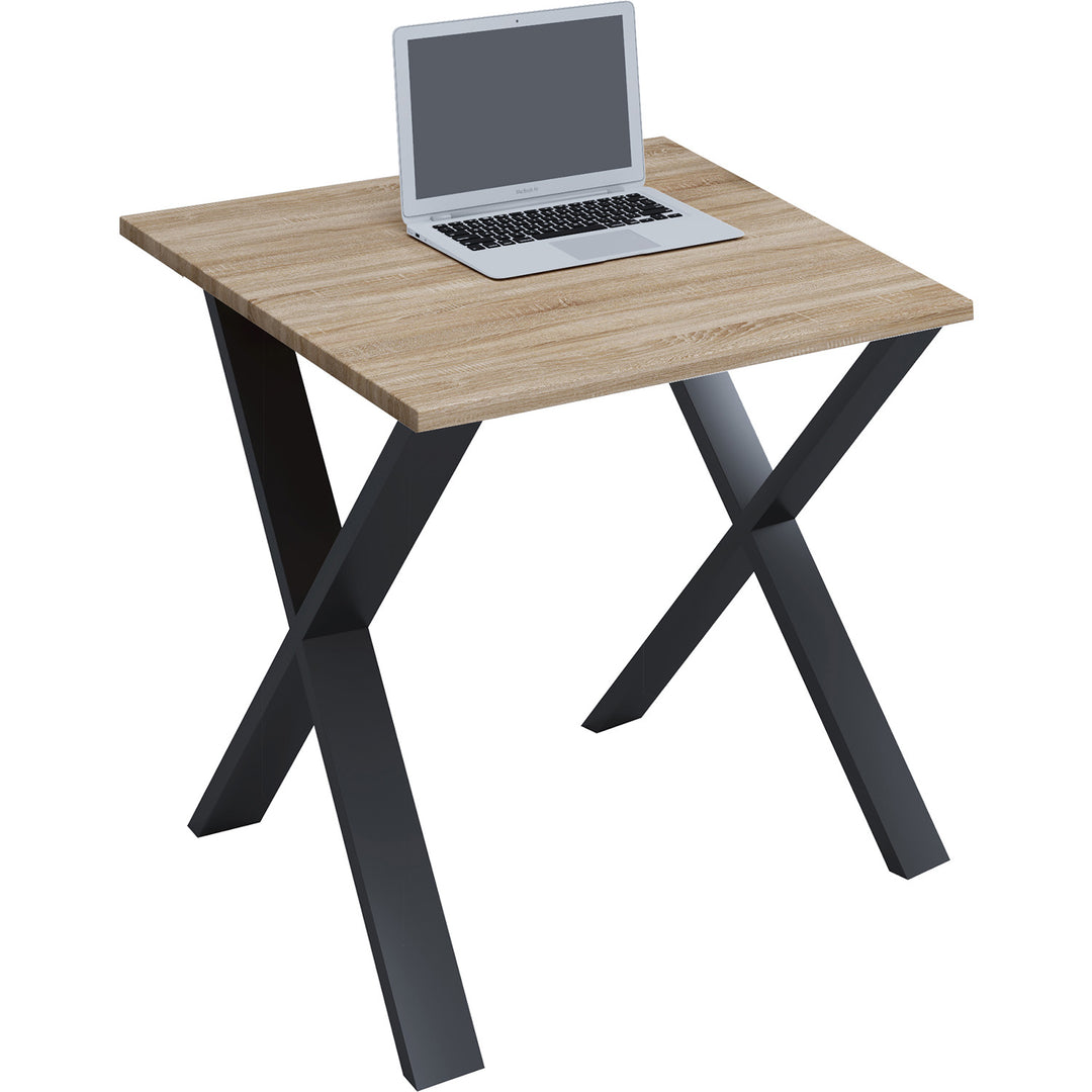 Lona X-feet skrivebord natur træ og sort metal 80x80