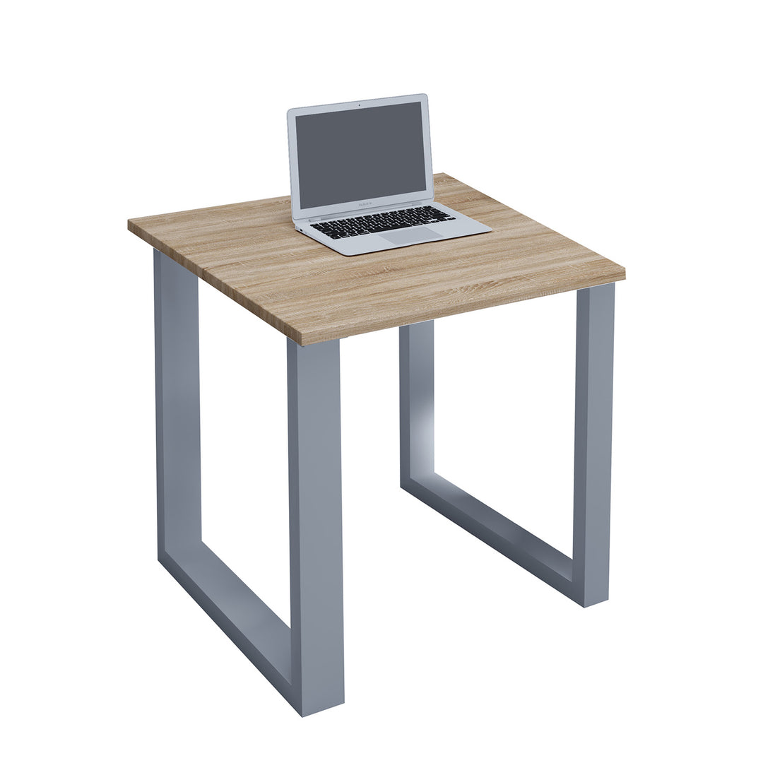 Lona U-feet skrivebord natur træ og sølvgrå metal 80x80