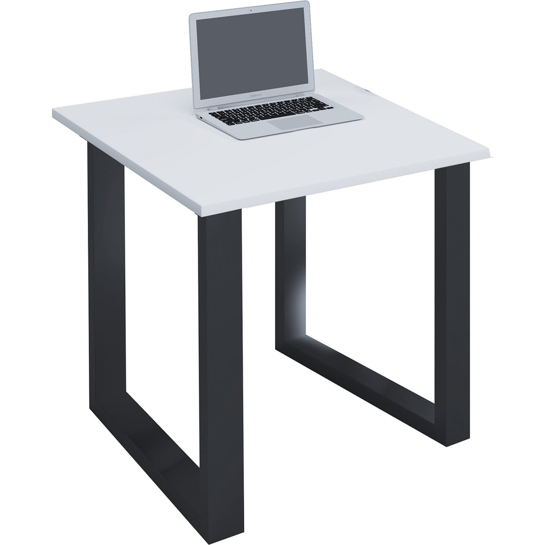 Produktbillede af Lona U-feet skrivebord hvid træ og sort metal 80x80 i premium kvalitet